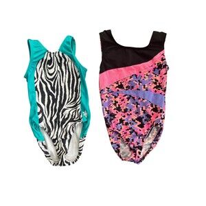 Set of Child Large Girls Gymnastics Leotards One-Piece‎ Multicolor Dance Leos